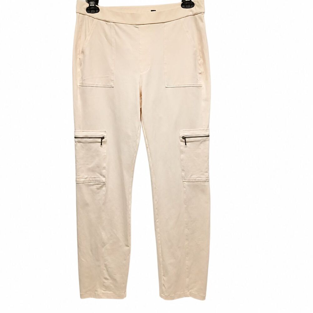 SUSAN GRAVER Weekend Cargo Pants Women's Cream/Off White Pull-On Stretch Medium - Picture 2 of 10